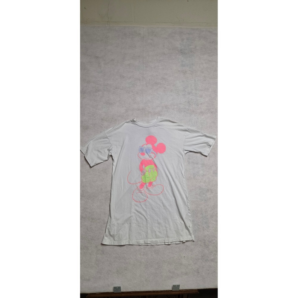 HM Disney Mickey Mouse Graphic T-Shirt Size XS White Neon Pink Green